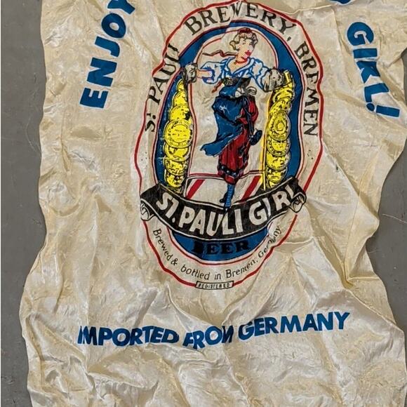 Vintage St. Pauli Girl Alcohol Advertising Promo Beer Fabric Banner & Tassles - Picture 3 of 5